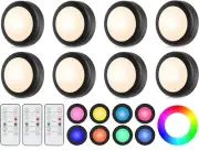 Yiliaw (9)Pack LED Puck Lights 4Remote Control 16 Color Changeable