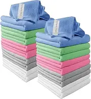 [Clay Roberts] Microfibre Cleaning Cloths, 40cm x 30cm - Pack of 20, Machine Washable, Polishing, Waxing & Dusting Cloth, Lint-Free, Scratch-Free