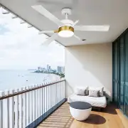60" Ceiling Fan w/ Adjustable Light Reversible Remote Control Crystal Rods White
