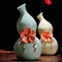 在飛比找樂天市場購物網優惠-博古架中式陶瓷葫蘆花瓶擺件酒柜客廳插花裝飾房間寢室的古風飾品