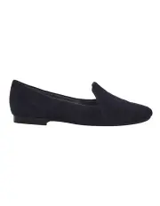 [Wide Steps] Castle Flat Shoes in Navy Suede