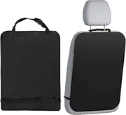 2PCS Car Seat Back Protector, 18x24 Inch Waterproof Kick Mats Back Seat Protector, Easy to Install Protective Mat with Elastic Strap for Vehicles to Protect from Dirt, Mud & Scratches, Pro