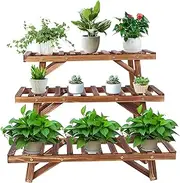 Wood Plant Ladder Bench,3 Tiered Plant Stand Step Planter Indoor Outdoor Plant Pot Stand Corner Plant Shelves Flower Pot Holder for Patio Garden Balcony Yard 3pcs/Set
