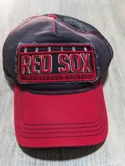 Boston Red Sox New Era Snapback Baseball Hat Bap Red Black Mesh Back MLB