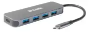 D-Link DUB-2340 Hub Splitter 4*USB 3.0 of which a fast charging port + USB-C