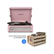 Crosley Voyager Bluetooth Portable Turntable - Amethyst + Bundled Record Storage Crate