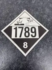 Keller 1789 Corrosive Hazmat Rigid 10 3/4" x 10 3/4" Placard NEW