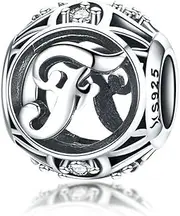 [Yashuo] Genuine 925 Sterling Silver Birthday Initial A-Z Alphabet Charm Fits Pandora Charm Bracelets