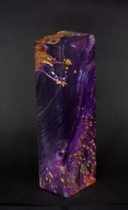 ALBINO MAPLE BURL WOOD BLANK IN VIOLET ROSE TONES STABILISATION 145*47*31mm