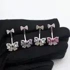 Belly Button Ring Navel Ring Bow Butterfly Barbell Long Bar Curved Body Piercing