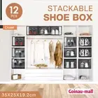 12X Plastic Shoe Storage Box Display Cases Transparent Sneaker Cabinet Oragniser