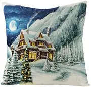 Cushion covers Cushion Covers 40cm x 40cm Blue Tree Moon Cushion Covers Invisible Zipper Sofa Cushions Outdoor Cushions Garden Cushions Decorative Pillows Square Pillow Case(Blue Green House,(45x45cm)