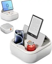 Tablet Stand Pillow, Compatible with 4-13" Phone/Tablet, iPad, iPhone, Kindle, Magnetic iPad Holder for Bed, ipad Cushion, Kindle Pillow Stand for Bed, Cozy Fabric, 2 Cup Size Bowl, Foldable