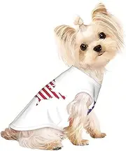 USA Flag Map print Dog Shirts for Small Dogs Stretchy T-Shirts Lightweight Tank Top Sleeveless Striped Vest