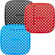 TRADERPLUS Reusable Air Fryer Liners Silicone Air Fryer Mats Non Stick Air Fryer Baking Tool Accessories (Square 8.5")