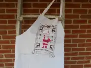 Santa apron, Holiday Apron,Cowboy apron, Co-Ed apron, white apron, chef apron