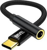 ENVEL USB C to 3.5 mm Headphone Jack Adapter, Type C to 3.5mm Audio Stereo DAC Chip Cable Compatible with Phone 16 Pro Max/16 Pro/16 Plus Pixel4 Galaxy S25 24 S23 S22 S10 S9 OnePlus 9 8T 7T Black