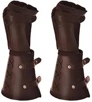 [Generic] Night Gauntlet - Medieval Bracer , 1 Pair Durable Faux Leather Arm Bracers - Men's Cuff Bracelets for Role Playing Gloves, Role Playing, Halloween , Makeup , dark brown, 説明を参照してください