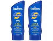 Coppertone Sport Sunscreen Lotion, SPF 70 Sunscreen, 7 fl oz - Pack of 2