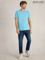 White Stuff Blue Abersoch Short Sleeve 100% Cotton T-Shirt (F20599) | $58