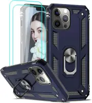 LeYi Compatible for iPhone 13 Pro Max Case with Magnetic Ring Kickstand 6.7" Blu