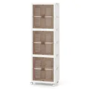 Costway6-Cube Stackable Shoe Storage Bins with Lockable Wheels-White