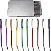 10 Pieces Yarn Darning Needles, Blunt Yarn Needles, Large Eye Weaving Needles, Embroidery Needles with Curved Tip, for Tapestry, Weaving, Sewing Wool, Darning, Knitting and Crochet with Iron Box