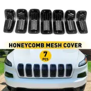 7X Black Bumper Front Honeycomb Mesh Grill Inserts for Jeep Cherokee 2014-2018 (for: Jeep)