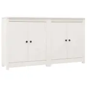 vidaXL 2x Solid Wood Pine Sideboards White Cabinet Cupboard Home Organiser