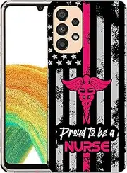 [GlamCase] for Samsung Galaxy A23 5G / 4G, Galaxy A23 5G / 4G Case - Proud to Be A Nurse Printed Slim & Sleek Cute Hard Plastic Protective Designer Back Phone Case/Cover for Samsung A23 5G / 4G White