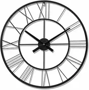 Large Wall Clock, Modern Wall Clocks for Living Room Decor, Black Clock, Roman Numerals, Decorative Wall Clock, Metal Home Decor, Silent Kitchen Clock, Bedroom Decor, Indoor Or Outdoor Clock, 45cm