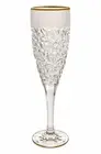 Barski European Glass Champagne Flutes-Set/6-8 oz.-Raindrop Design w/ Gold rim