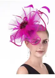 SAFERIN Fascinator for Women Hair Clip Hat Bowler Feather Flower Veil Wedding Pa