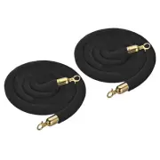 2Pcs Black Velvet Stanchion Rope Crowd Control Barrier Rope(Golden,6 Feet)