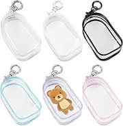 6 Pcs Clear Figure Display Bag with Keychain, Zipper Clear Display Case, Ball Portable Mini Doll Pouch, Figures Display Case for Figures Collectibles (Multicolour)