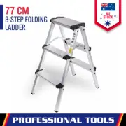 3 Step Foldable Ladder Stool Aluminum Frame Portable Anti Non-Slip 72.5cm High