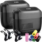 2 Pack Black Car Trash Can Bin with Lid & 210 PCS Trash Bags and 4 PCS Car Seat Hook, Built-in Storage Car Garbage Can Mini Trash Bin Car Dustbin Organizer Container for Car Office Home