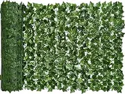 Artificial Faux Ivy Privacy Fence, 300 * 100cm Artificial Hedge Faux Ivy Vine Leaf Greenery Wall Screen, Decorative Trellis Fence Covering for Outdoor Porch Garden Patio