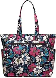 [iCozzier] Tote Bag for Women, Water Resistant Flower Pattern Women Work Tote Bag Large Capacity Shoulder Bag