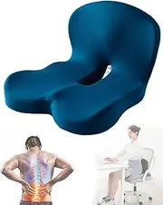 Reenly Back and Seat Cushion, Reenly Seat Cushion for Sciatica, Soothe+seat Cushion, Ergonomic Memory Foam Comfort, Non-Slip Design, Machine-Washable Cover, for Car & Office (Blue)