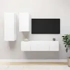 NNEVL 4 Piece TV Cabinet Set White Chipboard