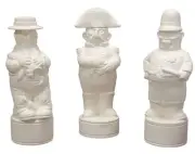 Vtg Alberta Molds Unpaited Ceramic Decanters set of 3 Rum Gin Whiskey NAPOLEON