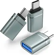 USB C to USB Adapter 3-Pack USB C Male to USB 3.0 Female Adapter Compatibllity for iMac 2021 for iPad Pro 2021 for MacBook Pro 2020 for MacBook Air 2020 and Other Type C or Thunderbolt 3 Devices gray