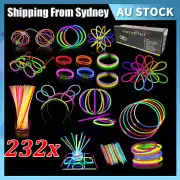 232x Glow Sticks Party Pack mixed Colour Glow Sticks Light Bracelet Glow StickAU