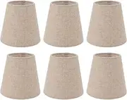 6 Pieces Small Linen Fabric Lamp Shade Clip for Lighting Candle Bulbs Hotel Bedroom Study