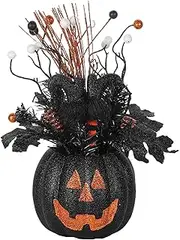 Tabletop Halloween Pumpkin | Halloween Figurines Black Pumpkins Table Centerpieces | Versatile Pumpkin Figurine Decoration Halloween Parties Favors