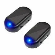 Car Solar Power Simulated Dummy Alarm,Anti-Theft LED Flashing Security Light Fake Lamp,Automotive Warning Interior Safety Lights with USB Charger Port,Car Accessories for Most Cars (Blue/2PCS)