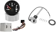 ELING Fuel Level Gauge 52MM with Red Backlight with Alarm 0-190ohm Signal 12V 24V with Fuel Level Sender Sending Unit 150mm Long for Marine