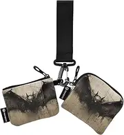 [XYMZR] Gothic Bat Closeup Mini Zip Around Wristlet keychain Wallet for Women Personalized Pattern Detachable Dual Pouch Wristlet Portable Wallet Phone Coin Purse, Multi-colored, One Size