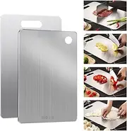 Titanium Cutting Board 316L Stainless Steel Kitchen Double Sided Food Grade Titanium Cutting Mat for Meat, Fruits and Vegetables, Various Cooking Tasks (1 Piece)